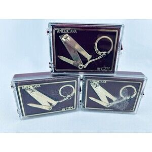3 Vintage Americana By Gem Manicure Grooming Kit - Nail Tools - Keychain‎ NOS